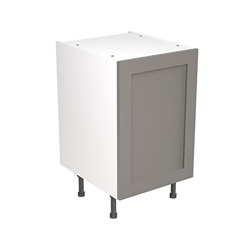 Kitchen Kit Flatpack Base Cabinet - Shaker Door - Screwless Quick Build Kitchen Unit - Base Unit - 500x870mm - Dust Grey Matt