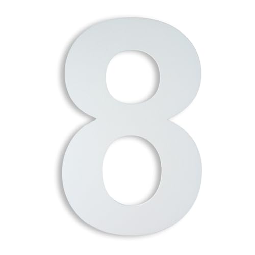 KTC-HOME Premium Hausnummer 8 Weiß 20cm