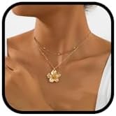 Collar con Cadena Oro para Mujer Chapada, Collar de Colgante de F...