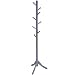 VASAGLE Coat Rack Free Standing with 8 Hooks, 1.6 Inch Thick Pole, Solid Wooden Coat Stand Tree for Clothes, Hats, Handbags, Sturdy Base, Gray URCR01GY