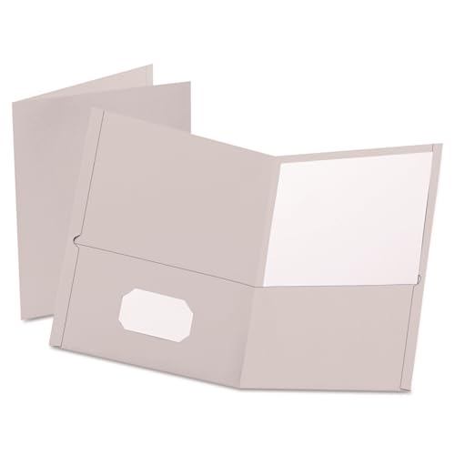 Oxford 2 Pocket Folders, Textured Paper, Gray, Letter Size, 25 Per Box (57505EE)