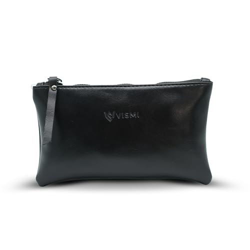 Image of VISMIINTREND Flat High Capacity Stationery Holder & Accessories Pouch - Large Pencil Case for School, College, Office, and Cosmetics, Black Pencil Case