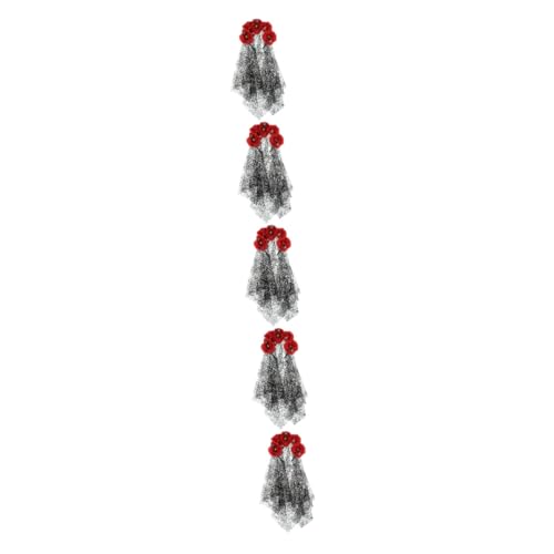 Serre-tête Halloween avec voile et fleurs gothiques skull pour costume de fête noir