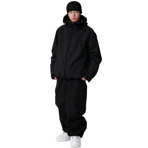 SnowElve Mens Ski Jacket and Pant Set Womens Snow Jacket Baggy Ski Suit Waterproof Insulated Snowboard Winter Outdoor(KJ-T01,BK,XL) - Thumbnail 5