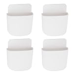 DCJWQ 4 Pcs Remote Control Holder Wall Mounted, Wall-Mounted Remote Control Storage Box, Self-Adhesive Mounted Sundries Organizer Hanging Container Phone Charging Rack Holder for Storining (White)