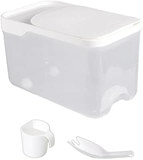 Rice Container Storage 10KG Dog Food Storage Container, Large Capacity Food Dispenser Holder Cereal Grain Organizer Box for Dry Food Flour Cereal Rice Storage Bucket with Measuring Cup(White)