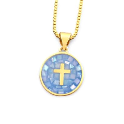 Bijoux pour hommes et femmes avec pendentifs croix en forme de coquille et collier plaqué or LAMGUL