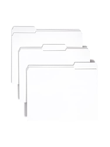 Dossiers Smead en plastique blanc avec onglet renforcé pour un classement durable