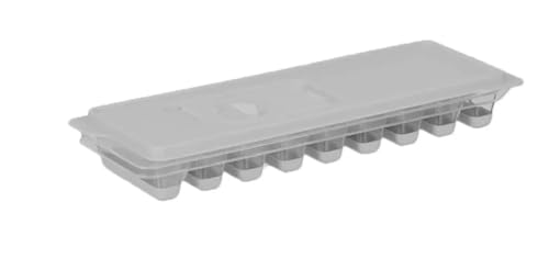 Mimo Style Forma de Gelo 12 Cubos com Tampa, Base de Silicone para Melhor retirar o Gelo, Prático,Cinza