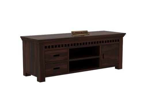 Image of THE WOODEN CITY Solid Sheesham Wood TV & Entertainment Unit for Living Room & Hotel Room and Office Furniture (Wood Finish 10)