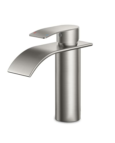 Rubinetti per Lavabo a Cascata FORIOUS, Rubinetto Lavabo in Acciaio Inossidabile con Altezza del Beccuccio di 110 MM, Miscelatore Monocomando per Acqua Calda e Fredda, Risparmio Idrico ed Energetico.