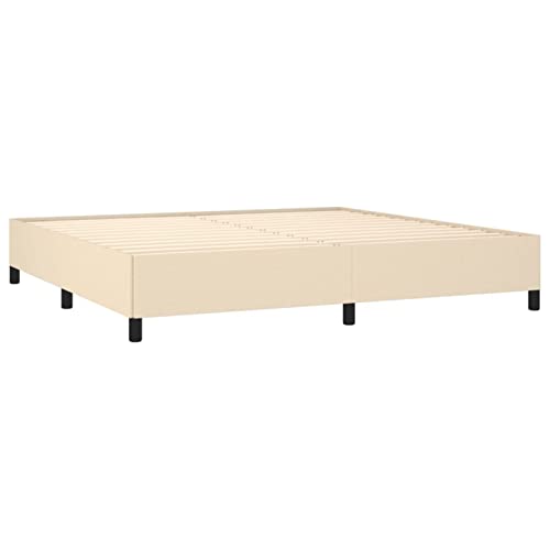 Homgoday Canapé de color crema, de 200 x 200 cm, de tela, para cama de matrimonio, con marco de cama, marco de cama, marco de cama, marco de cama, estructura de cama, estructura moderna, cama con