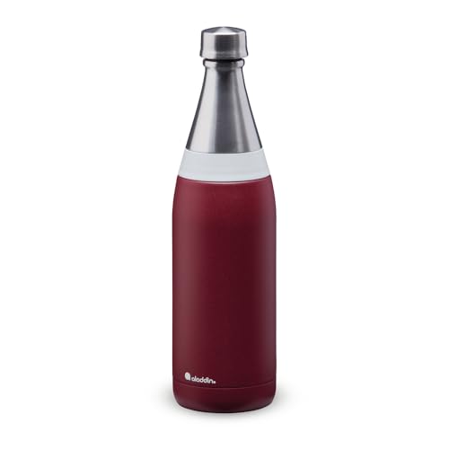 Aladdin Fresco Thermavac Stainless Steel Water Bottle 0.6L Burgundy Red – Leakproof - Keeps Cold for + 10 Hours - BPA-Free - Dishwasher Safe - Reusable Thermos Flask with Durable Finish