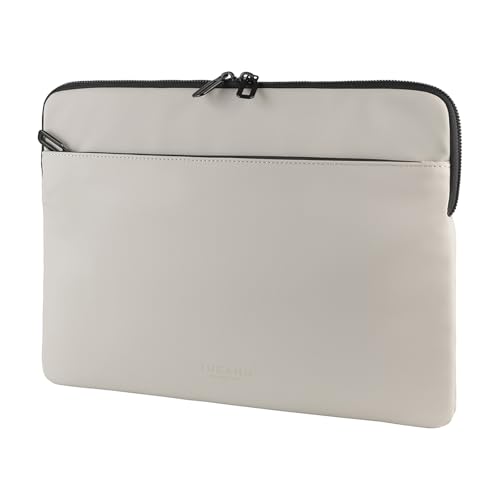 Tucano, Gommo Sleeve Laptoptasche für MacBook Air 15" und Laptop 14", Gepolsterte Computertasche aus Gummiertem, Wasserabweisendem Material mit Zubehörfach und Doppelreißverschluss, Grau