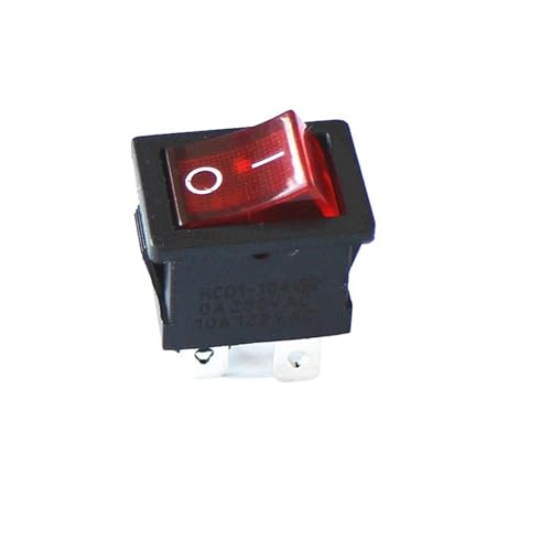 Interrupteur à bascule KCD1-104N rouge avec lumière 6A-250V AC pour tableau électrique (2 pièces)