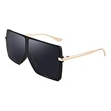 FEISEDY Flat Top Oversized Shield Sunglasses Women Men Square Fashion Rimless Shades UV400 B2784