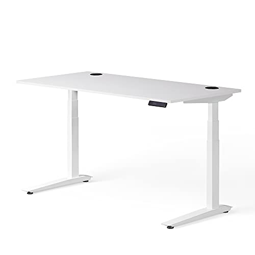 Image of Fully Jarvis Standing Desk 72 inch x 30 inch White Laminate Top - Electric Adjustable Desk Height from 23 inch to 43 inch with Memory Preset Controller (Rectangle, White Frame)