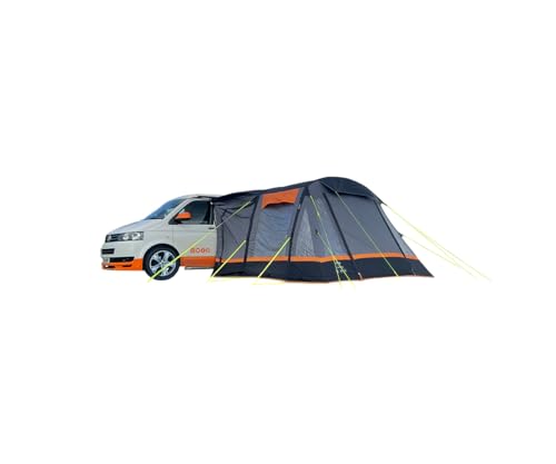 OLPRO Loopo Breeze v2 Charcoal & Orange Inflatable Campervan Awning 3.1m x 3.9m with canopy poles, driveaway awning, campervan sunshade, vehicle awning, inflatable driveaway awning