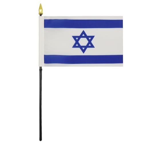 AZ FLAG - Tischflagge Israel - 15x10 cm Goldene Splitze - Israelische Tischfahne 10 x 15 Cm - Flaggen