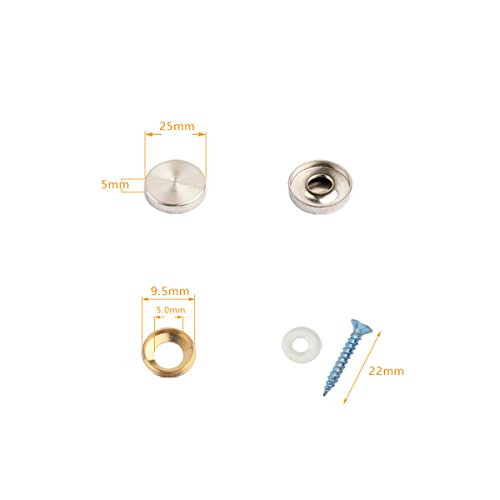 Mirror Screws 25mm Brushed 304 Stainless Steel Cap Cover Nails for Decorative Mirror Sign/Advertising Hardware, Nails - Image 3
