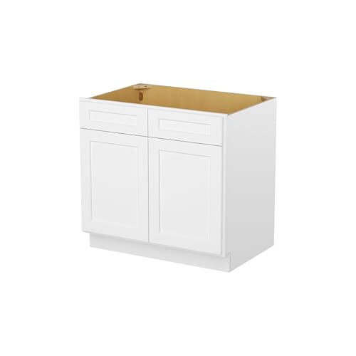 Image of Furinno Shaker Sink Bases Kitchen Cabinet, Ready to Assemble, 24 D x 36 W x 34.5 H, White