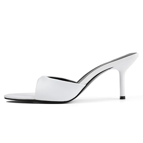 Image of QIV Leopard Kitten Heels Pointed Toe Mule Heels for Women Open Toe Kitten Heel for Party Dressy Wedding