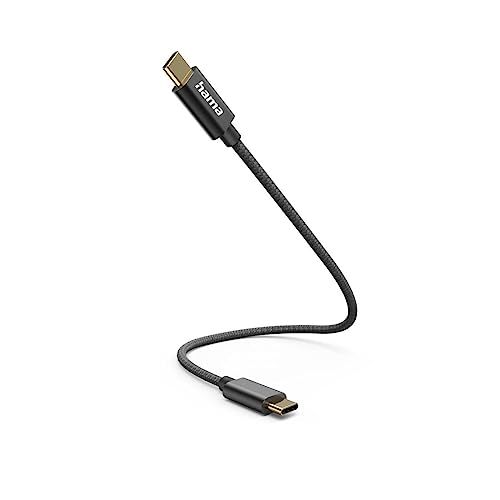 Hama charging cable USB C - USB C (USB 2.0 type-C, 3A, 20 cm, 480 Mbit/s, for charging, nylon) black