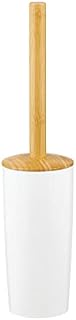 mDesign Toilet Brush and Cover  Toilet Brush Holder with Strong Bristles for Cleaning Toilet Bowls  Functional and Stylish Bathroom Accessories  Natural/White