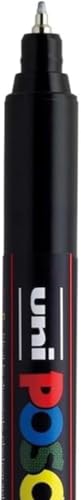 POSCA - Uni Mitsubishi Pencil – 3 schwarze Marker, PC1MR, extra feine Spitze, 0,7 mm – Marker auf Wasserbasis – alle Medien – für Papier, Textilien, Glas, Kieselsteine usw.