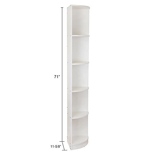 Ice Armor 5 Tier Corner Bookcase Wooden Display Bookshelf Storage Rack Multipurpose Shelving Unit For Living Room Home Office In White Wood #TOP2