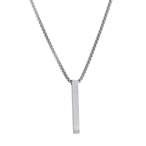 Collier barre pour homme en acier - Idée cadeau d'anniversaire pendentif bâton cuboïde