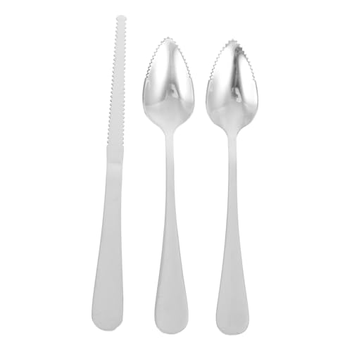Ipetboom Cucharas y Cuchillo para Pomelo Inoxidable Utensilios de Cocina con Serrados y Mango Ergonómico para Kiwi Postres y Frutas