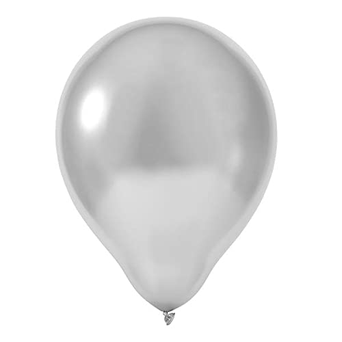 Image of Metallic Silver Chrome Latex Balloons, 10 inch (Pack of 50) - Eye-Catching Design, Perfect for Weddings, Baby Showers, Graduations, Birthdays, Events, & More