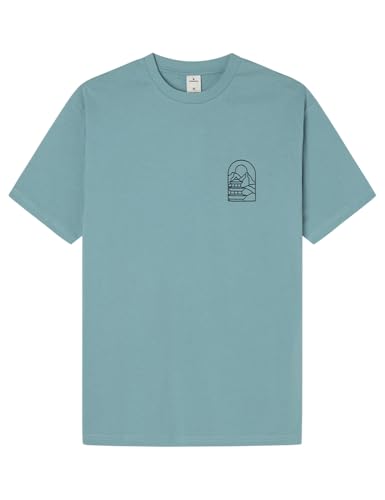 SPRINGFIELD Camiseta Reconsider Estampado Montañas De Japon, Turquesa Claro, M para Hombre