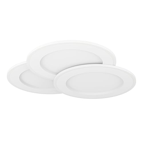 Plafonnier LED Scagno Eglo rond en métal et acrylique blanc de 48 cm pour un éclairage blanc chaud
