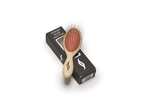 Sheila Stotts Untangle Wood Brush- Detangler Hair Brush - Glide Through Tangles With Ease For All Hair Types- For Women, Men, Children- Brush Damp Or Dry Hair (Small Brush: Length 7" Width 2") #TOP12