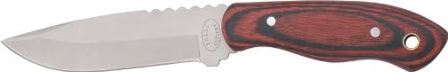 Frost Woodlands Elk Hunter Fixed Blade Knife, 4.5in, Stainless Blade, Red/Black Wood Onlay 16459RB