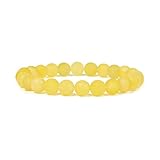 Frosted Yellow Agate Gemstone 8mm Round Beads Stretch Bracelet 7 Inch Unisex