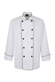 Sager Jacke mit langen Ärmeln, mit doppelten Bündchen und Knöpfen, Unisex, Weiß/Marineblau, weiß, Large Cover