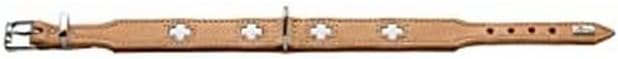 Hunter Swiss Nickel Pale Leather Collar, 30,0-34,5 cm, Natur/Beige