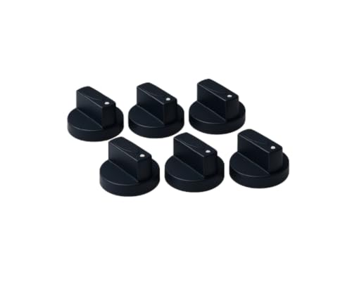Image of Gas Stove Control Knob (Pack of 6) | LPG Gas Chulha Replacement Knobs | Push Fit Cooktop Knobs | Heat Resistant Plastic | Black