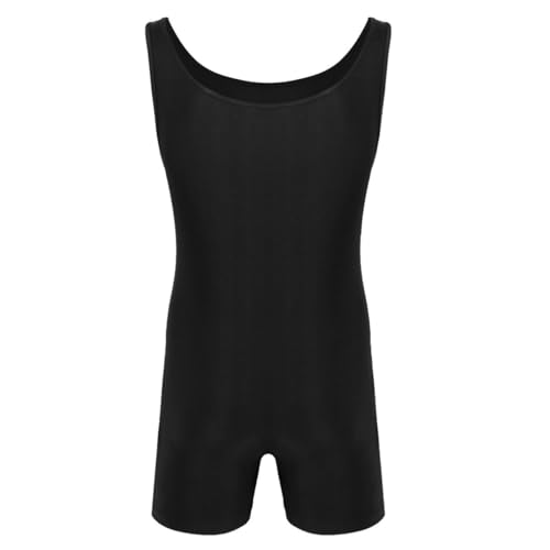 iiniim Hombre Adulto Maillot Elástico de Gimnasia Leotardos Ritmica Danza Ballet sin Mangas Una Pieza Mono Deportivo Liso Men Unitard Body Suave Body Ropa Interior para Adultos Negro L