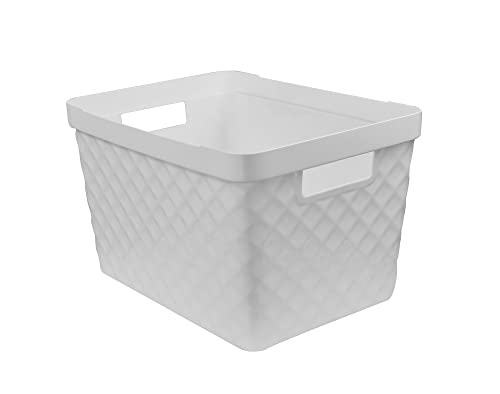 Ordinett Scatola di Immagazzinaggio Kubica | Bianco | capacità 17,5 lt | Contenitore Portaoggetti Rettangolare
