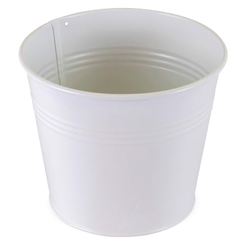 Petit pot de fleurs, en métal, blanc, 14 cm x 13 cm, convient comme pot à orchidées, pot à plantes, pot à herbes, bonsaï et accessoires de plantes,...
