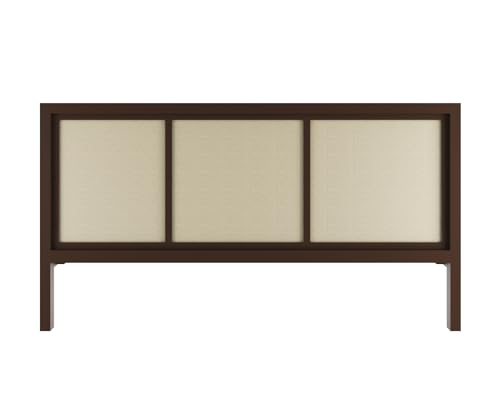 Image of Homdec Venus Wall-Supported Upholstered Headboard Metal Bed (Brown, Queen (U.K. Standard))