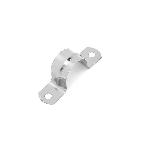 Image of 25PCS M25 304 Stainless Steel Rigid Pipe Strap Two Hole Cable Strap u Bracket Pipe Clamps Heavy Duty Pipe Fasten Holder for Tube, Pipe or Wire Cord Installation (25, 25MM(1 inch))