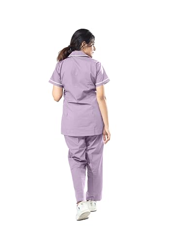 UNIFORM CRAFT Female Nurse Uniform | Hospital Staff, clinics, Home Health, Nurse Uniforms for Women made of Polyester-Cotton (S, Light Purple)