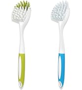 Dish Brush, Dish Scrubber &amp; Kitchen Scrub Brush for Dishes, Pots, Pans, Sink, Cast Iron, Yellow B...