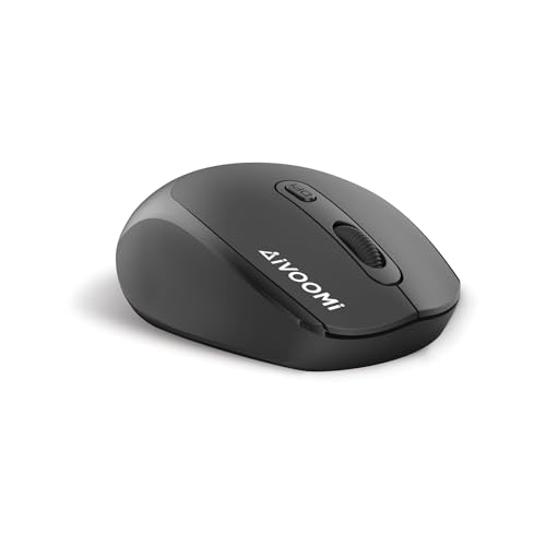 Image of iVOOMi Black Noiseless Click Wireless- Hank Mouse | Ultra Low Power Usage | On /Off Switch, 15m Range, Adjustable DPI Upto 1600, Plug-&-Play, Compatible iOS, Win, Linux & Android, 1 Year Warranty