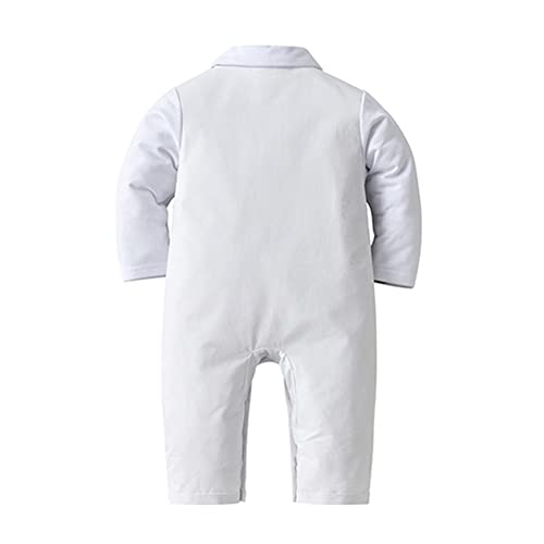 Alternative view of IMEKIS Baby Boys Baptism Christening Outfit Bowtie Romper Waistcoat Long Sleeve Wedding Party Formal Ring Bearer Tuxedo Suits